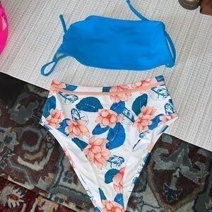 Bellísima top made in Brazil not new and the high rise leg bottom new , size M